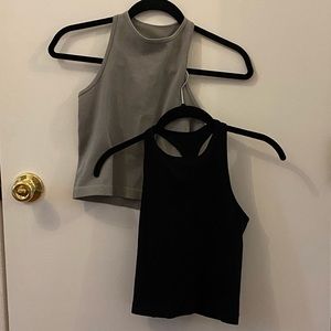 Set of Two High Neck Racerback Free People Tank Tops